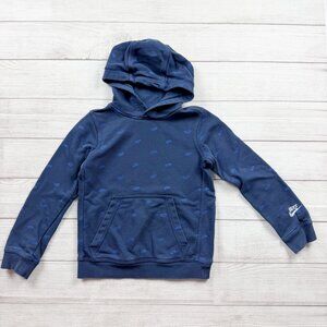 Nike Kids Hoodie Allover Swoosh Print Pullover Sweatshirt Kangaroo Pocket S